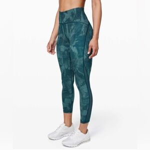 Lululemon Speed Up Tight Leggings Illusion Tidal Teal Bermuda Teal Size 4